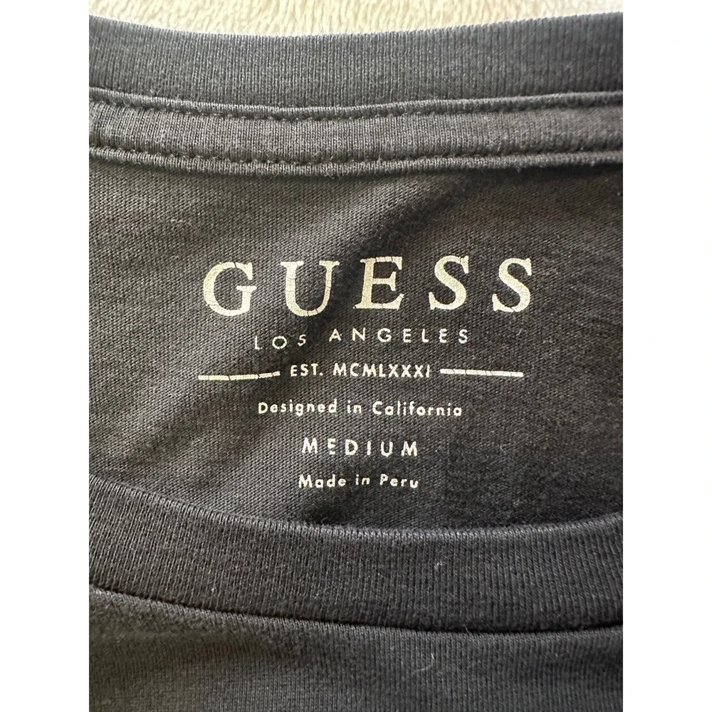 GUESS Los Angeles Graphic T-Shirt All Night Long Black Medium Tee - Picture 3 of 6